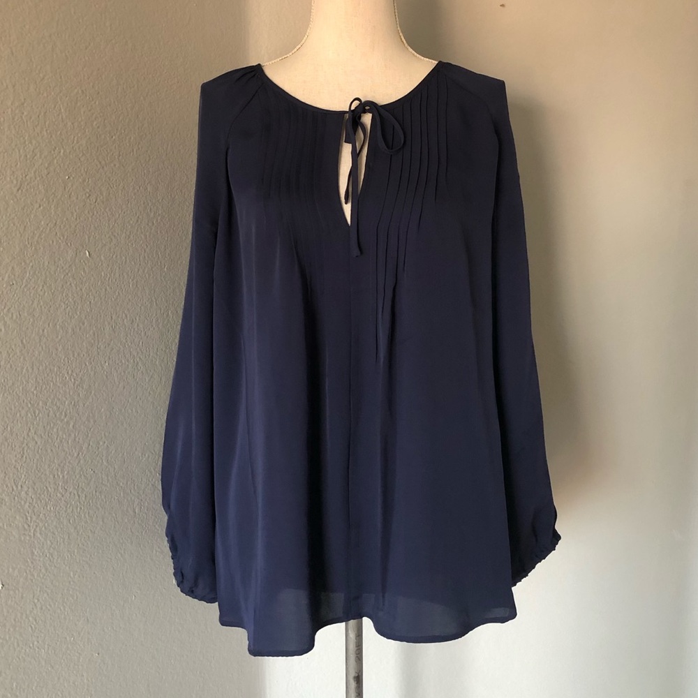 NWOT Joie Linx Pleated Silk Peasant Tie Blouse - Picture 2 of 5